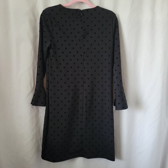 Old Navy Little Black Dress velour dots long sleeves lined zipper Small stretchy - Picture 11 of 13